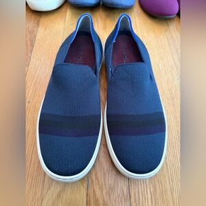 Rothy’s Nightstripe Original Slip On Sneakers Navy Blue Purple Size 7